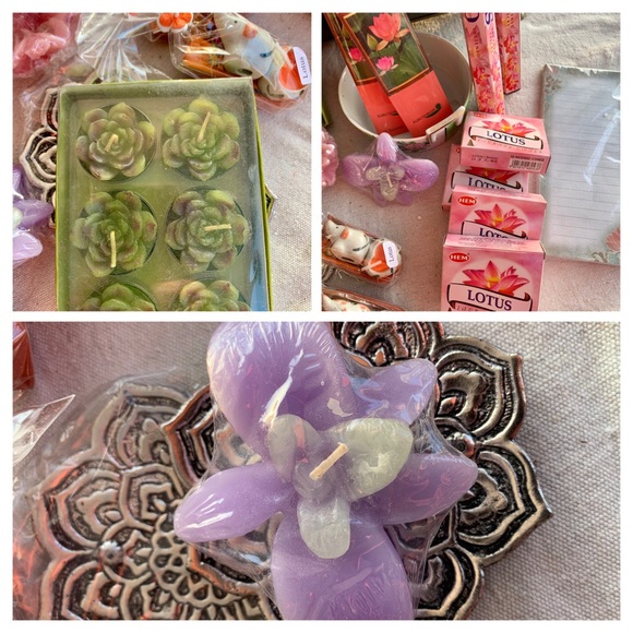 Vintage Lotus Gift Chest w/ Chimes Incense Candles Heart Porcelain Box & More 🌸 - Picture 3 of 10